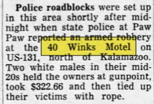 40 Winks Motel - Jul 1962 Robbery